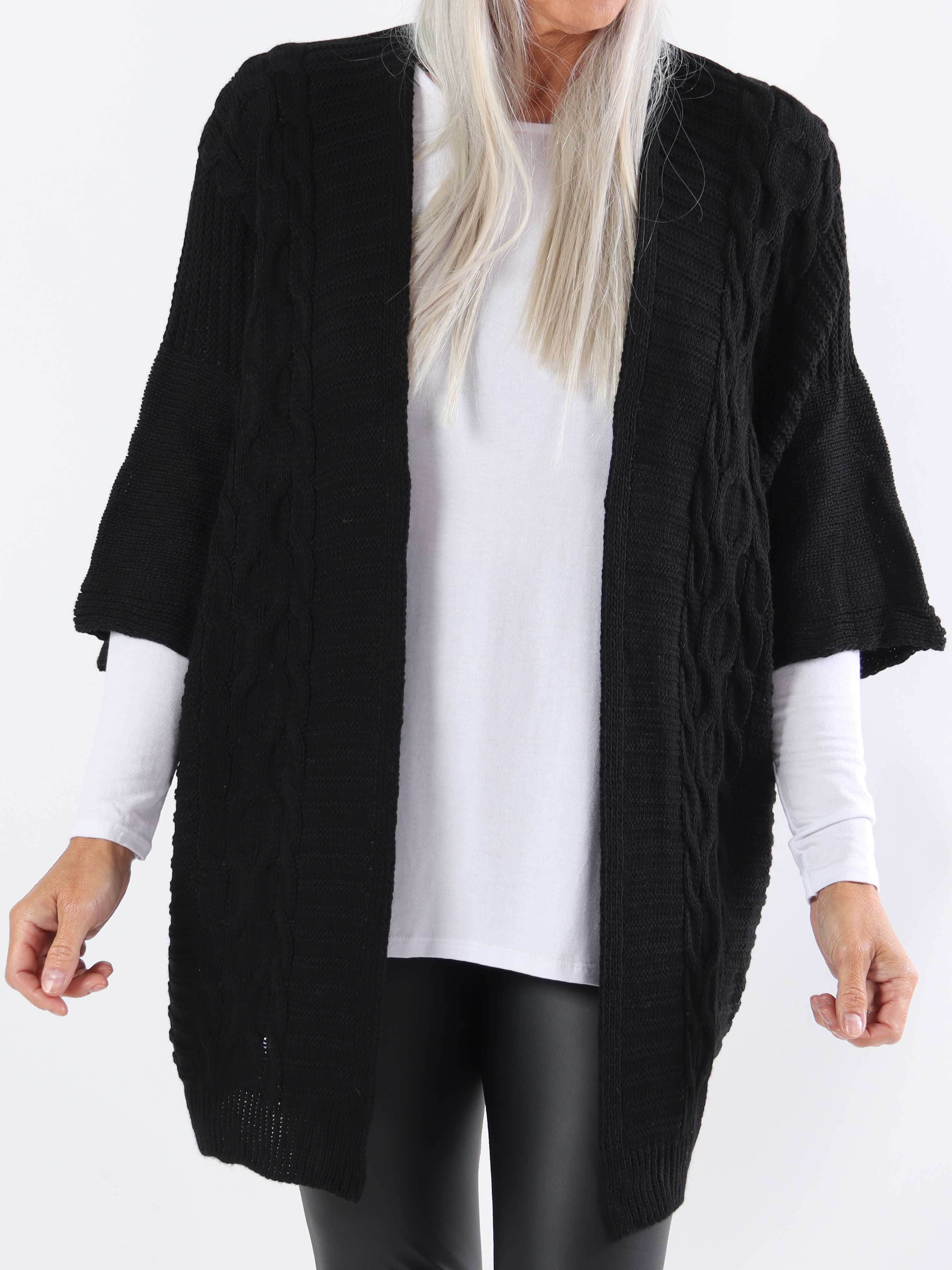 Avalon - Stickad cardigan i plus size med korta ärmar